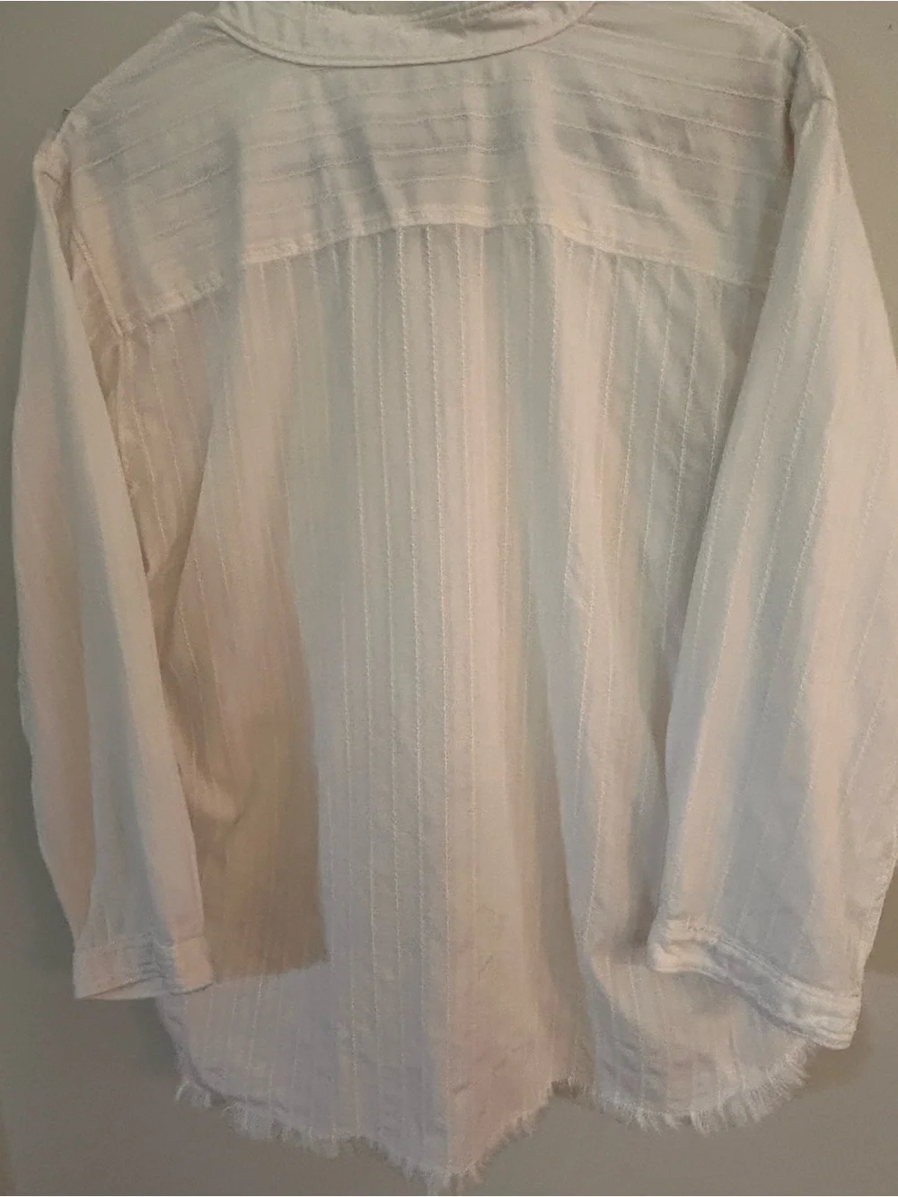 Woolrich Women’s White Button-Front Shirt 100% cotton Raw edged collar/bottomXL - Picture 3 of 12